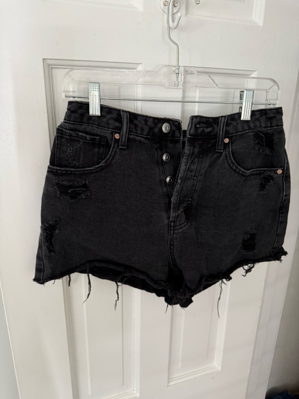 wild fable Black Distressed High-Rise Denim Shorts